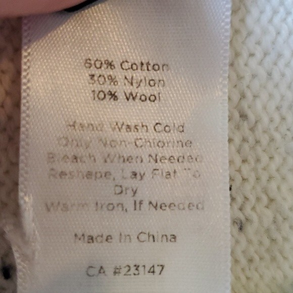 TALBOTS WOOL COTTON BLEND WHITE BLACK SPECKLED SWEATER SIZE LARGE CREW NECK - Picture 5 of 9